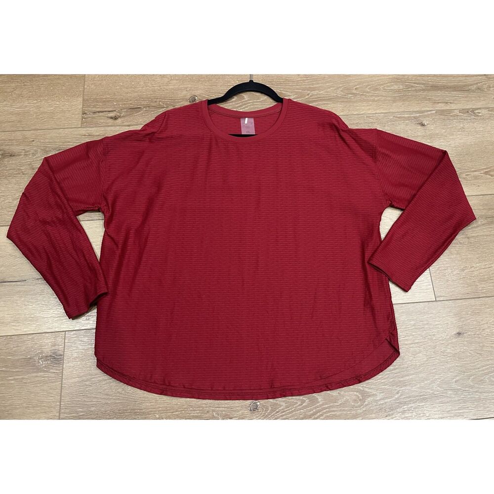 Calia Women's Renew Long Sleeve Shirt Dark Red Textured XXL EUC
